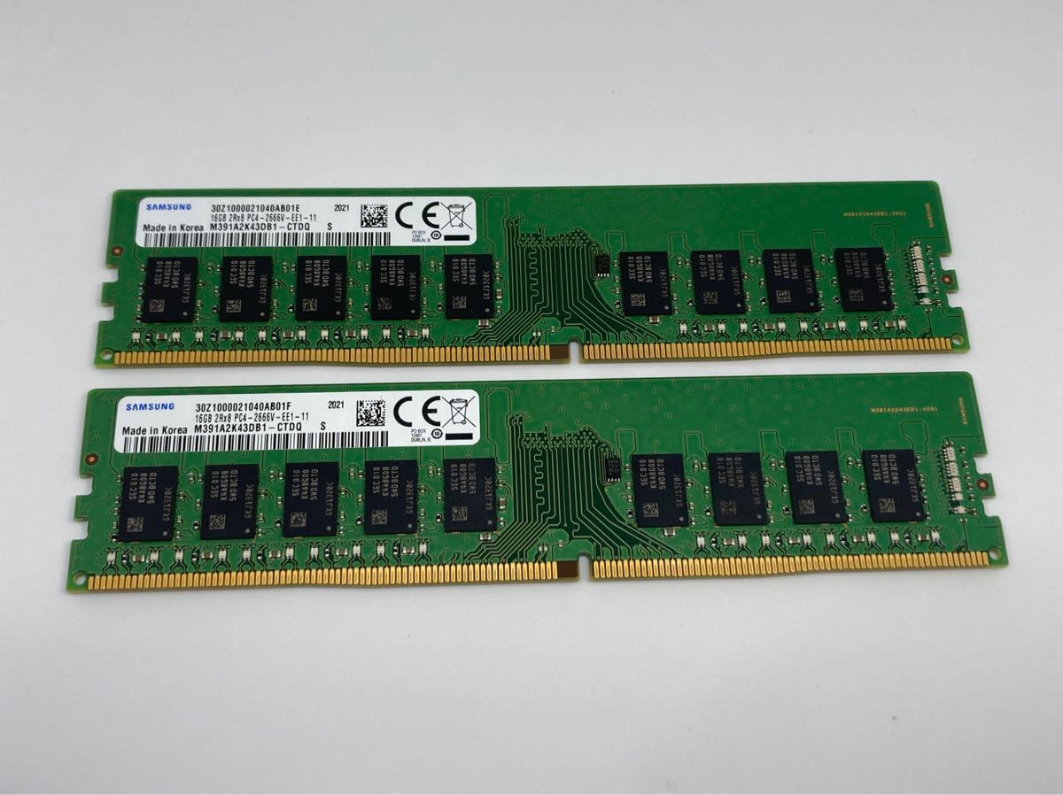 SAMSUNG DDR4 2666 ECC Unbuffered 16GBx2枚(計32GB) M391A2K43DB1