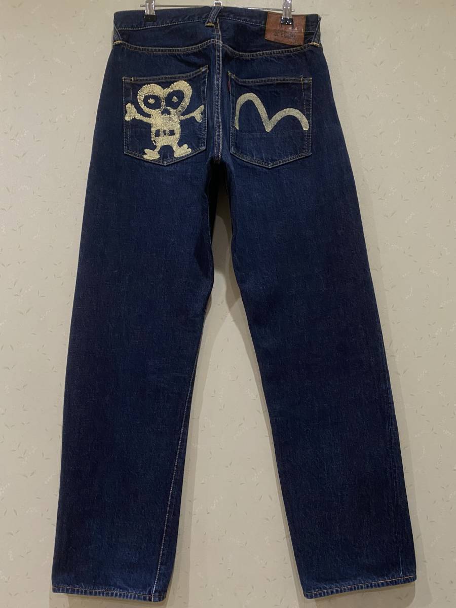 ※EVISU エヴィス エビス No1 SPECIAL LoT 2001 ペイント セルビッチ デニムパンツ 日本製 濃紺 34 　　 BJBB.E_画像1