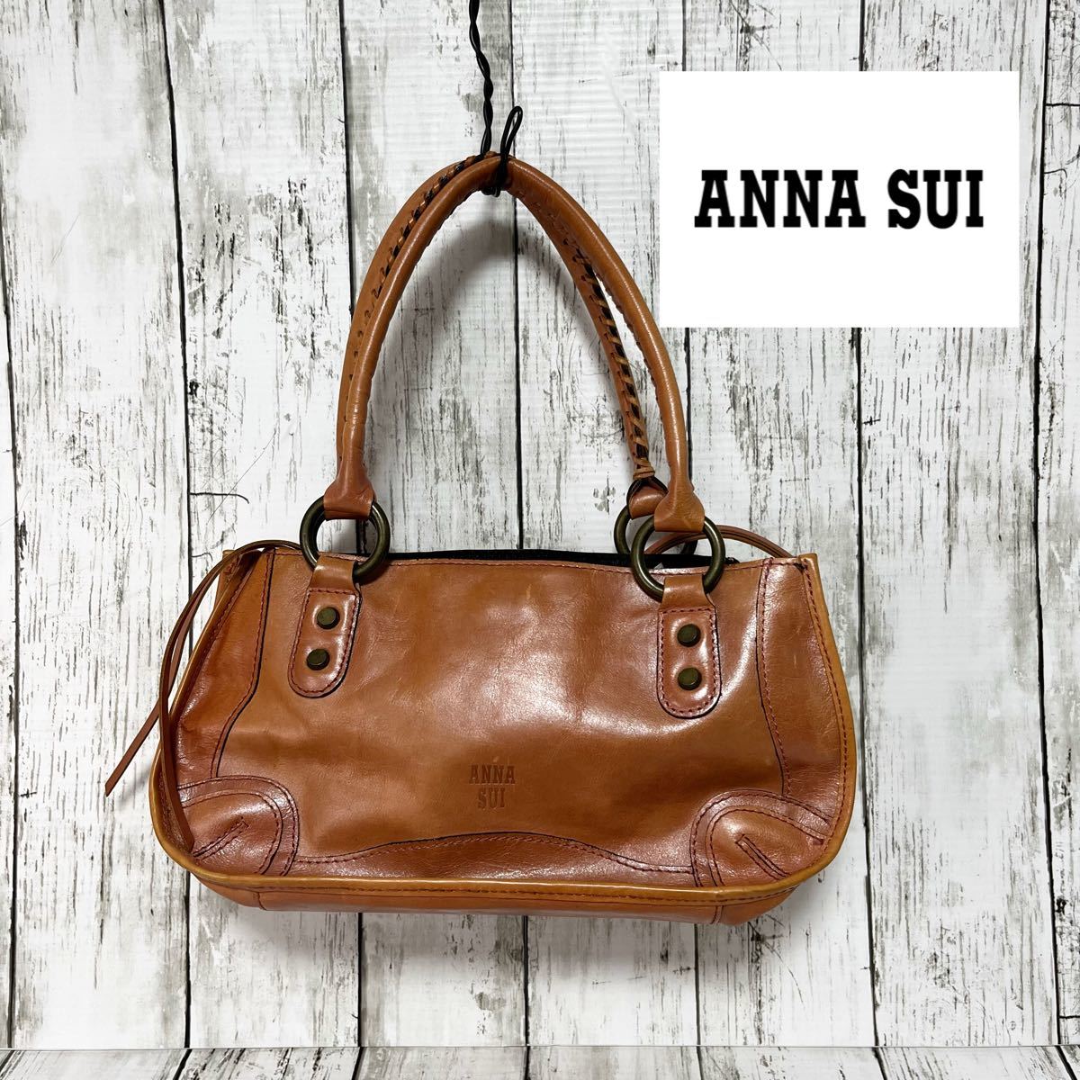 ANNA SUI アナスイ トート バッグ レザー 茶 ブラウン 鞄 A4OK