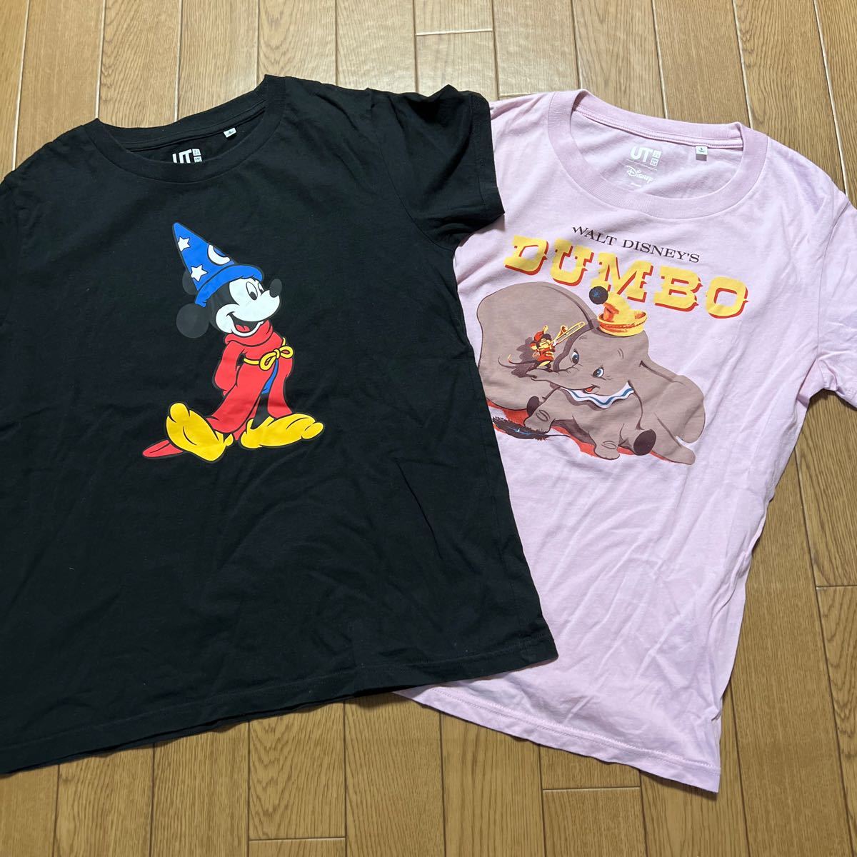 Paypayフリマ ユニクロ ディズニー Tシャツ ２枚セット S ビックプリント Disney Uniqlo ブラック ピンク 半袖ut