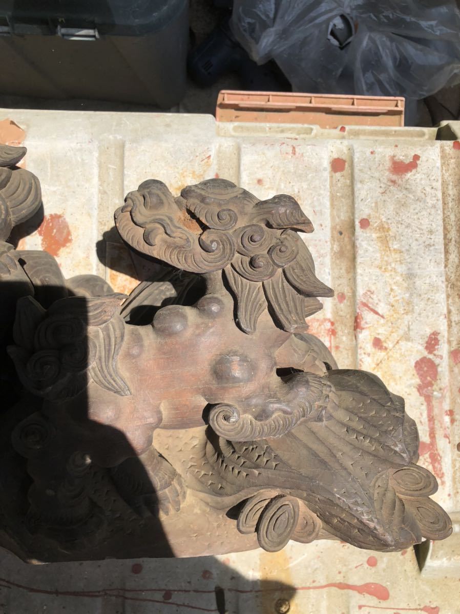 江戸時代 獅子 木像 仏教美術 67.5cm×27cm 神社仏閣 寺院 欄間 仏具