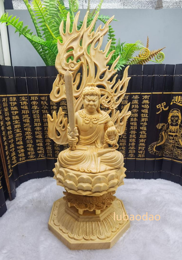 仏師彫り 不動明王像 不動尊 木彫仏像 精彫造像 置物 高さ28cm 不動 仏師彫り 不動明王像 不動尊 木彫仏像 精彫造像 置物 高さ28cm 不動