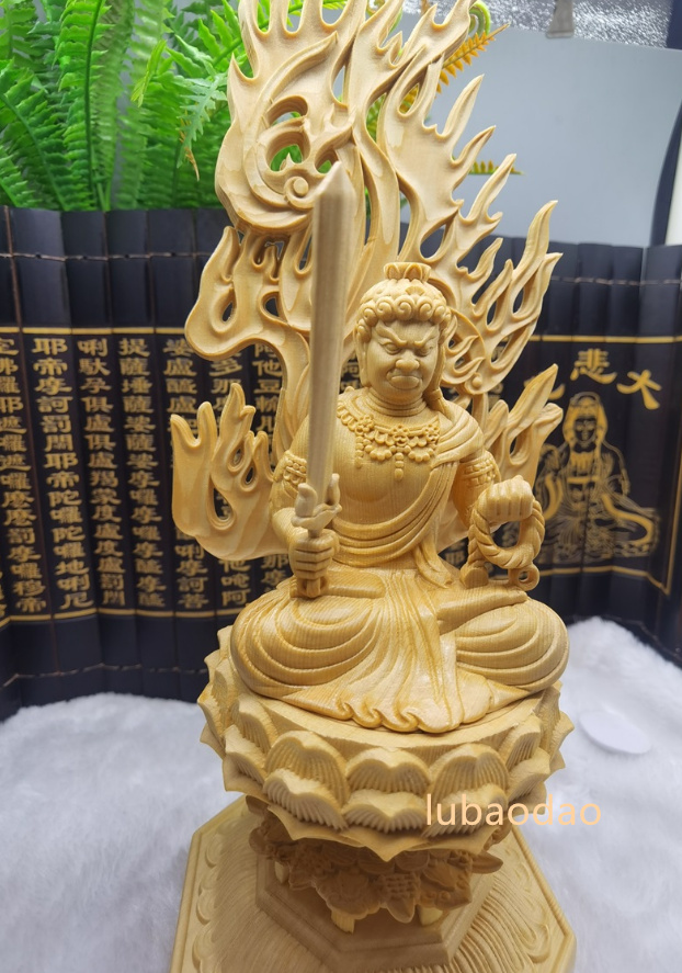 仏師彫り 不動明王像 不動尊 木彫仏像 精彫造像 置物 高さ28cm 仏師彫り 不動明王像 不動尊 木彫仏像 精彫造像 置物 高さ28cm