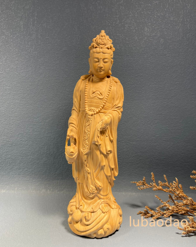 観音菩薩 仏像 仏像 置物 彫刻観音像 観音菩薩立像 彫刻木彫り仏教美術-