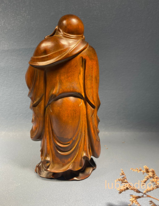 仏教美術 古美術 七福神 木彫り 布袋尊 布袋様 置物 彫刻工芸品_画像3