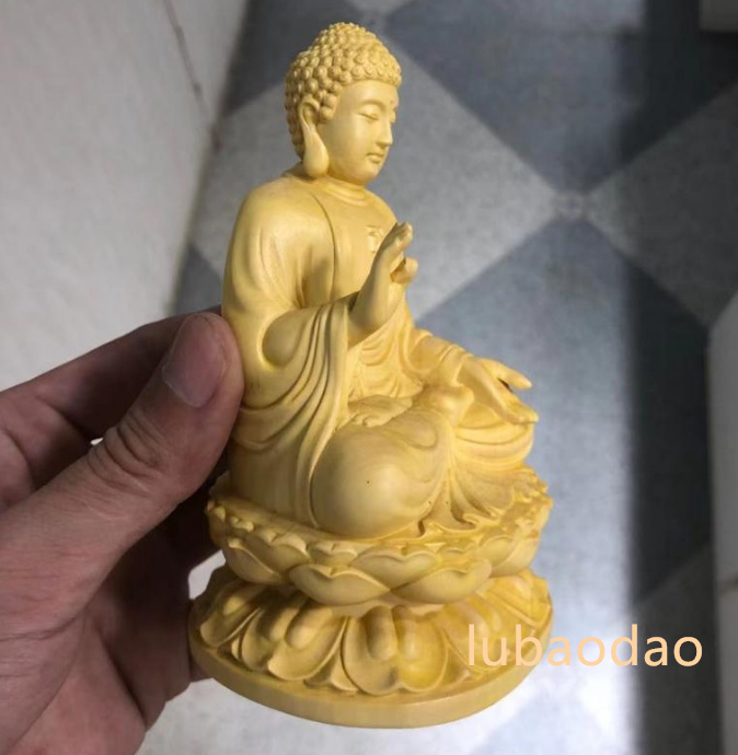 職人手作り 釈迦牟尼 釈迦如来 彫刻工芸品 木工細工 彫刻 木彫仏像 置物 _画像3