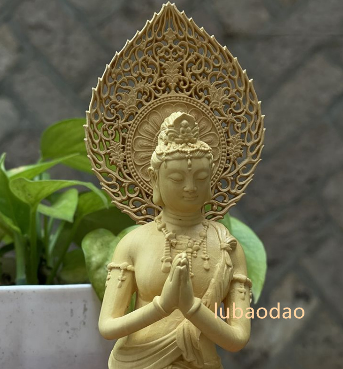 特上彫 釈迦牟尼三聖 精密細工 木彫仏像 仏師で仕上げ品 仏教工芸品