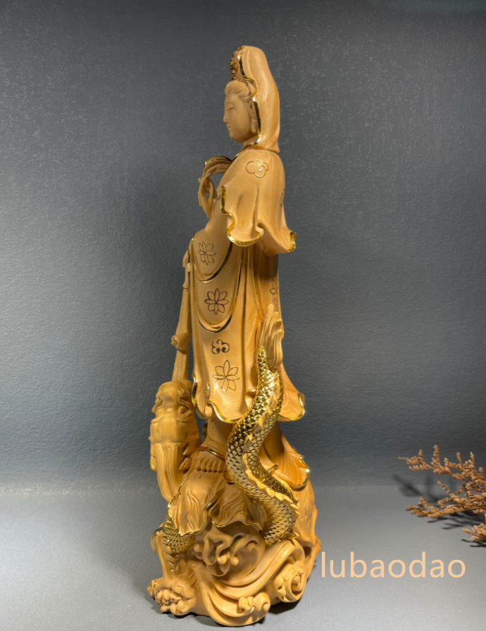 仏教美術 竜上観音菩薩 御竜観音 切金 木彫仏像 細密彫刻 置物 仏師