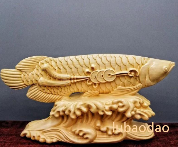 高品質 時代木彫 鯉 災難除去 精密細工 縁起物 細密彫刻 時代木彫
