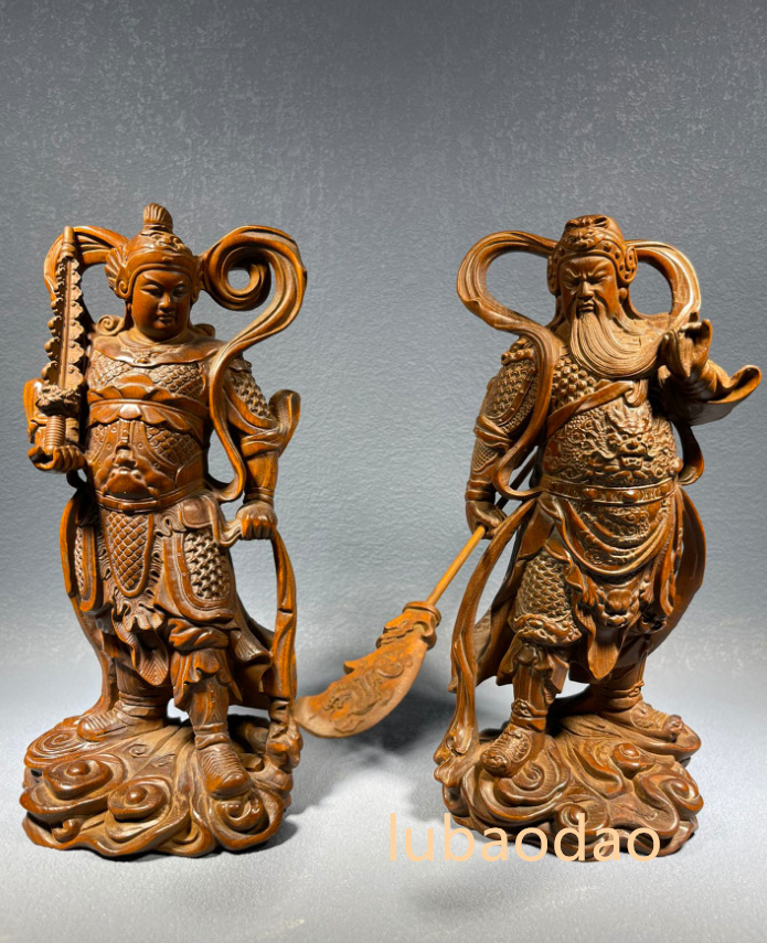 仏教工芸品 古美術 木彫仏像 極上彫 仏師手仕上げ品 忠義関公 韋駄天