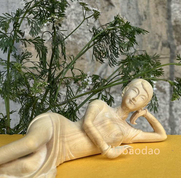 新作 彫刻工芸品 美女女神 木工細工 置物 - 彫刻