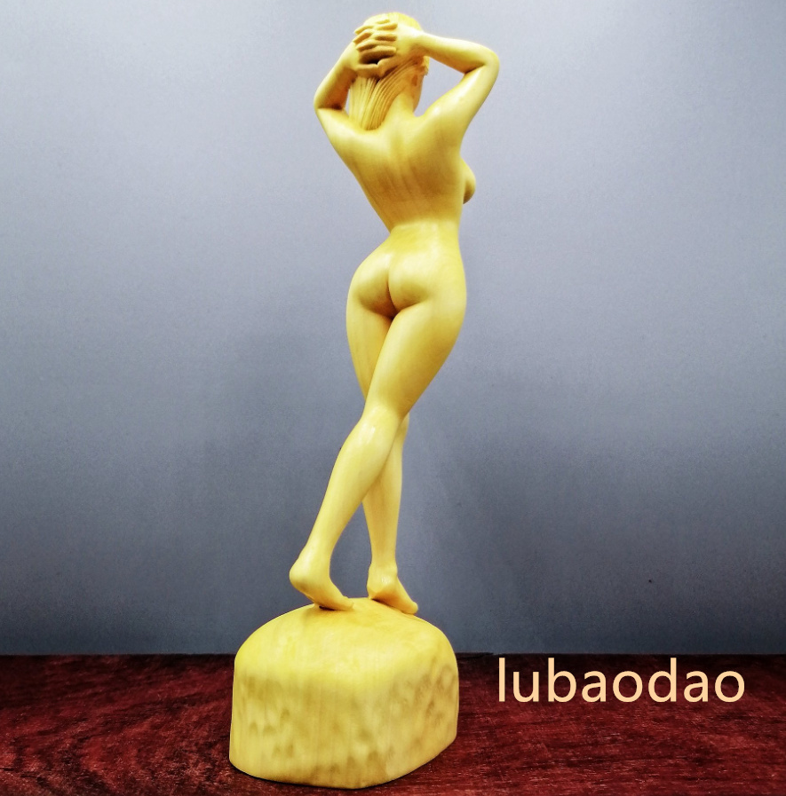 木彫り 彫刻 女性 細密彫刻 裸婦像 ヌード 置物_画像3