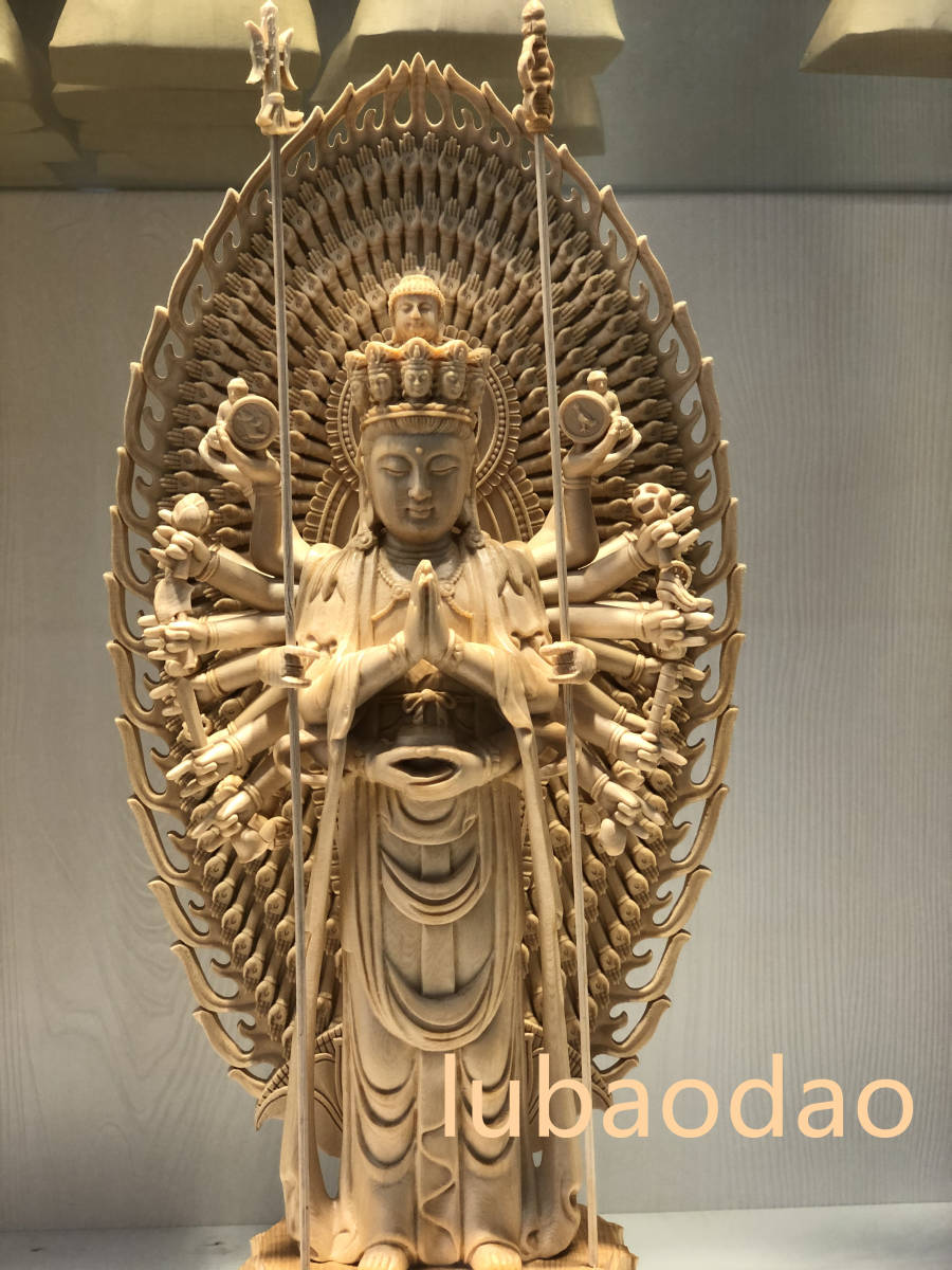 稀少珍品 文殊菩薩 木彫仏像 供養品 極上品 精密細工 仏教工芸品 - 美術品