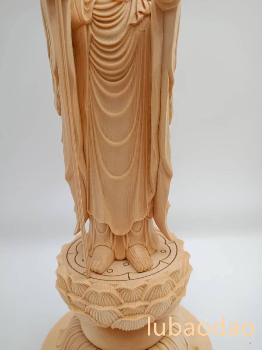 地蔵菩薩 木彫仏像 地蔵菩薩立像 彫刻 一刀彫 天然木檜材 仏師で 地蔵菩薩 木彫仏像 地蔵菩薩立像 彫刻 一刀彫 天然木檜材 仏師で