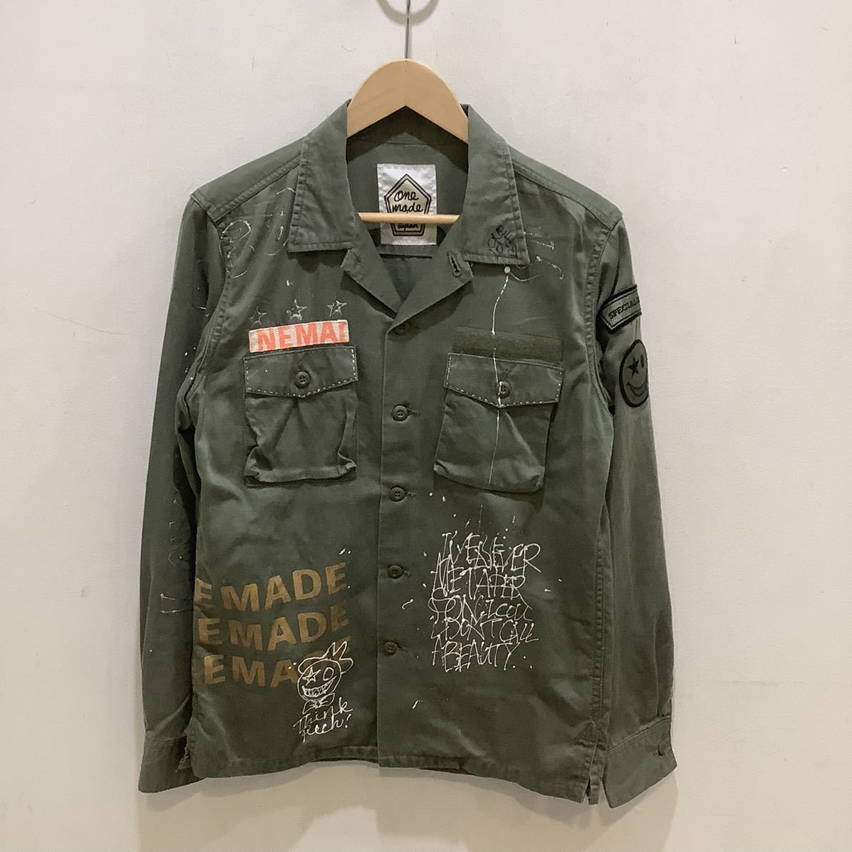 ONE MADE ワンメイド Military Shirt ミリタリー シャツ カーキ サイズS 554213