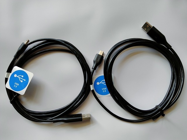 USB2.0ケーブル　USB2.0-Aオス/ミニBオス　長さ約２M/2本
