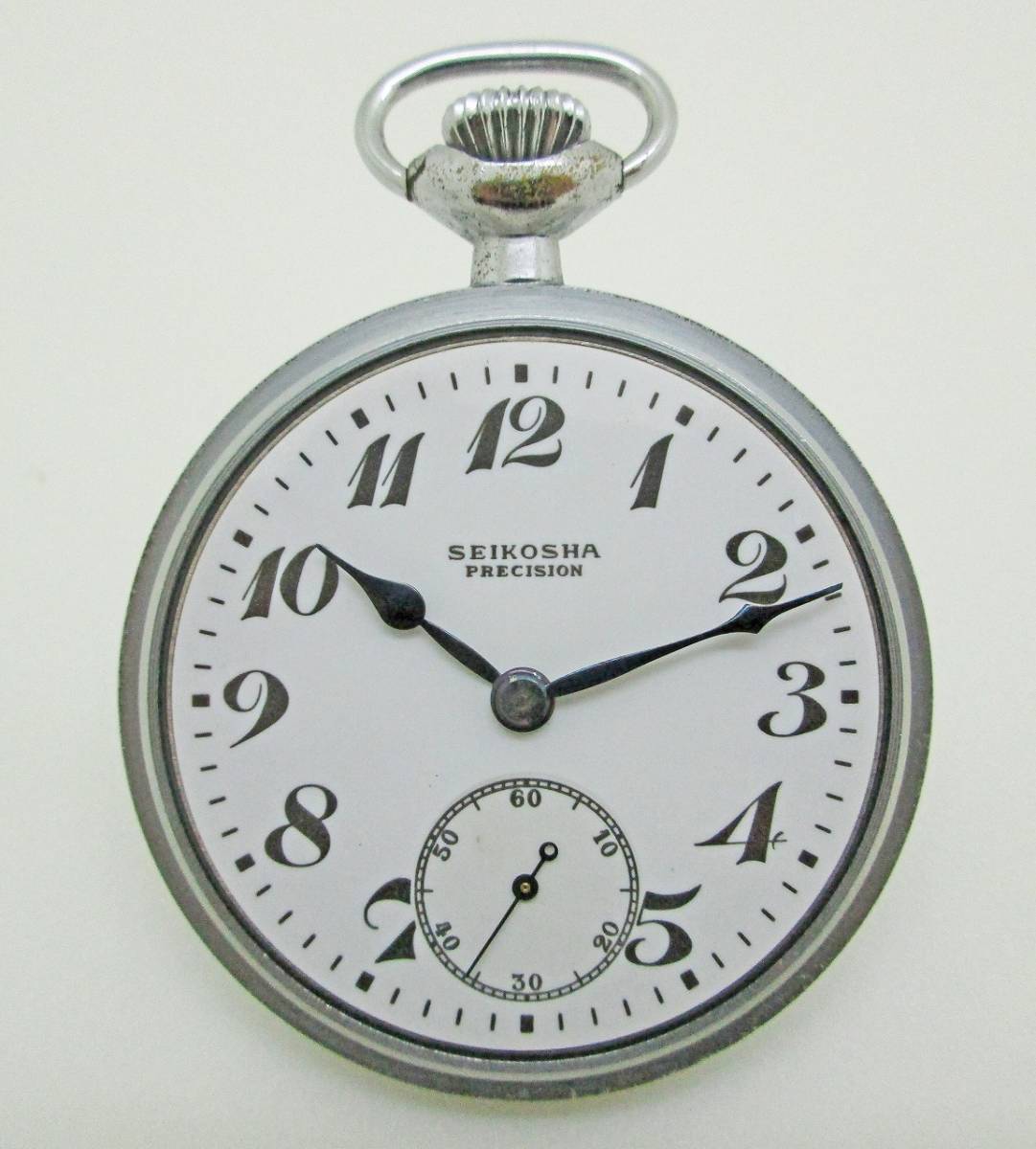SEIKOSHA　セイコーシャ　鉄道時計　エナメル文字盤　琺瑯文字盤　１９セイコー 　懐中時計　稼働品　_エナメル文字盤の状態