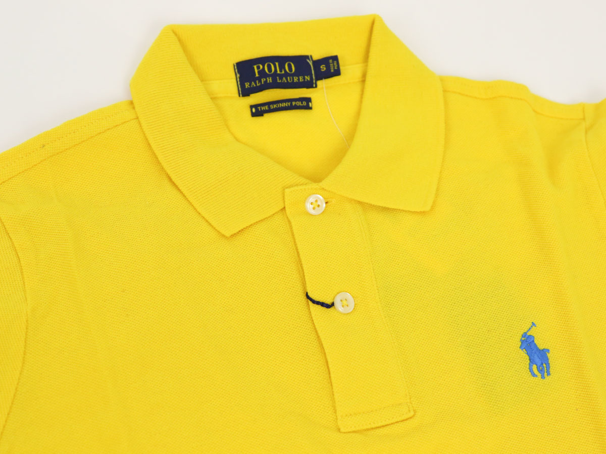 新品 アウトレット A461 レディース M 黄色 半袖 無地 ワンポイントpolo ralph lauren ポロ ラルフ ローレン_画像2