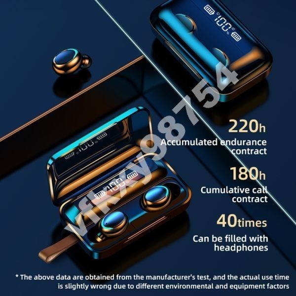 Uk103:Bluetooth 5.0 イヤホン 2200mAh 充電ボックス ワイヤレス ヘッドホン ステレオ 防水 イヤフォン マイク オーディオ_画像5