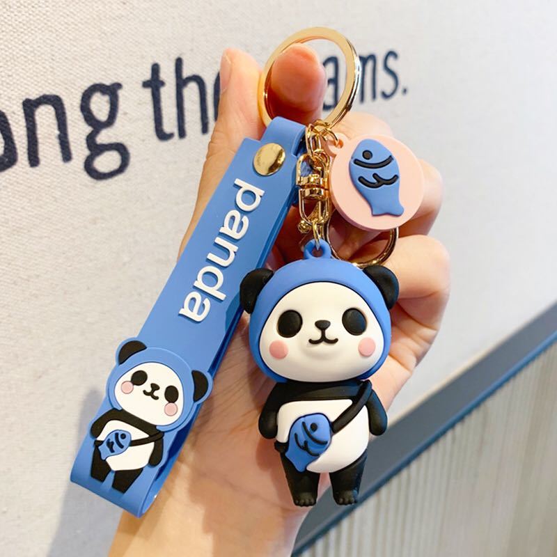 キーホルダー かわいい　自動車キーホルダー バッグストラップ アクセサリー カバン飾り　カバンチャーム パンダ panda バッグチャーム