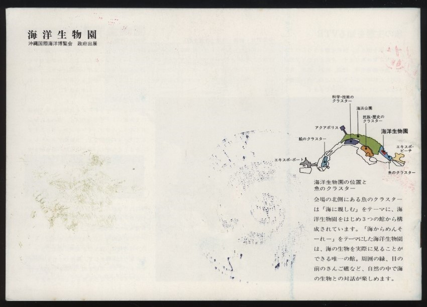 沖縄国際海洋博覧会 海洋生物園 パンフ1冊 1975年　魚のクラスター 海からめんそーれー 海の生物 イルカ 検:沖縄海洋博 沖縄返還本土復帰_裏表紙に小ヨゴレあり。