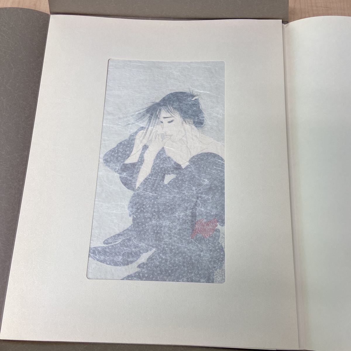 中島潔『風もよう』木版画 人物画 女性画 美人画 童画 少女 本人 中島潔『風もよう』木版画 人物画 女性画 美人画 童画 少女 本人