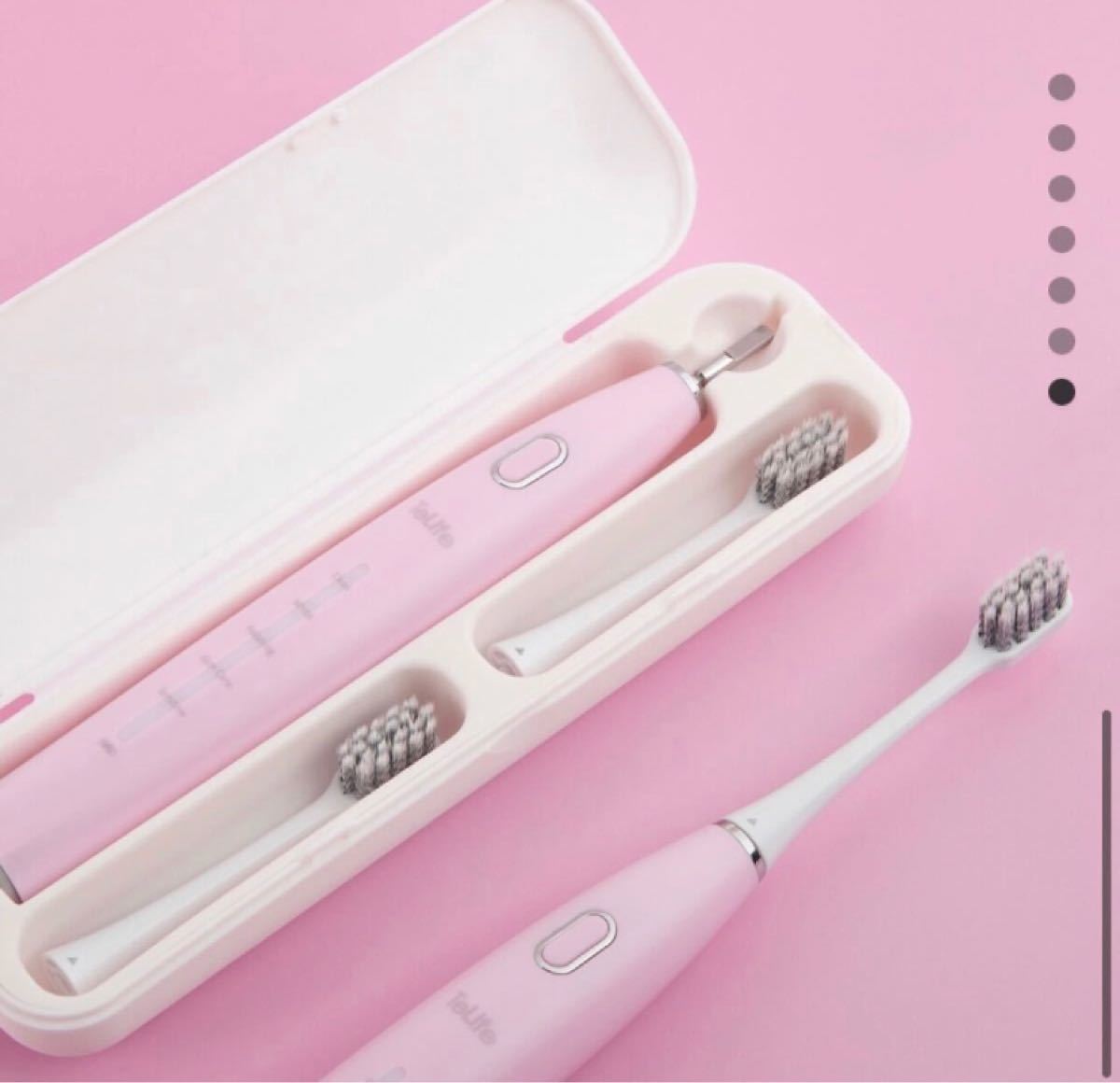 電動歯ブラシ 替えブラシ5本 収納ケース付き ピンク