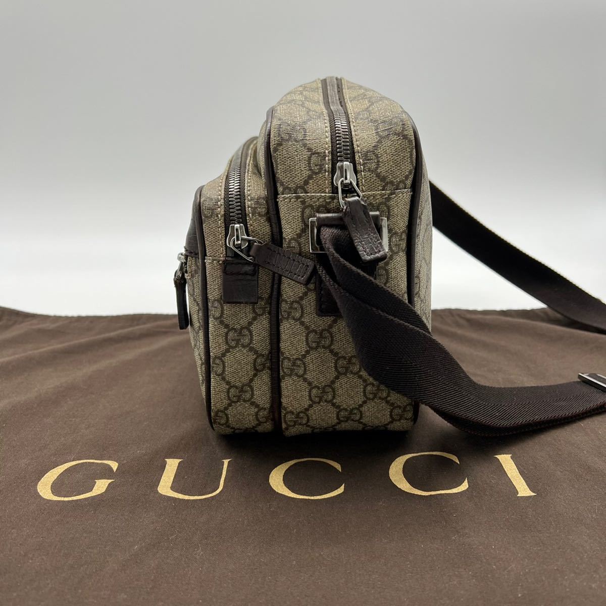 1円【極美品 最高級】 グッチ GUCCI GG柄 ショルダーバッグ ブラウン