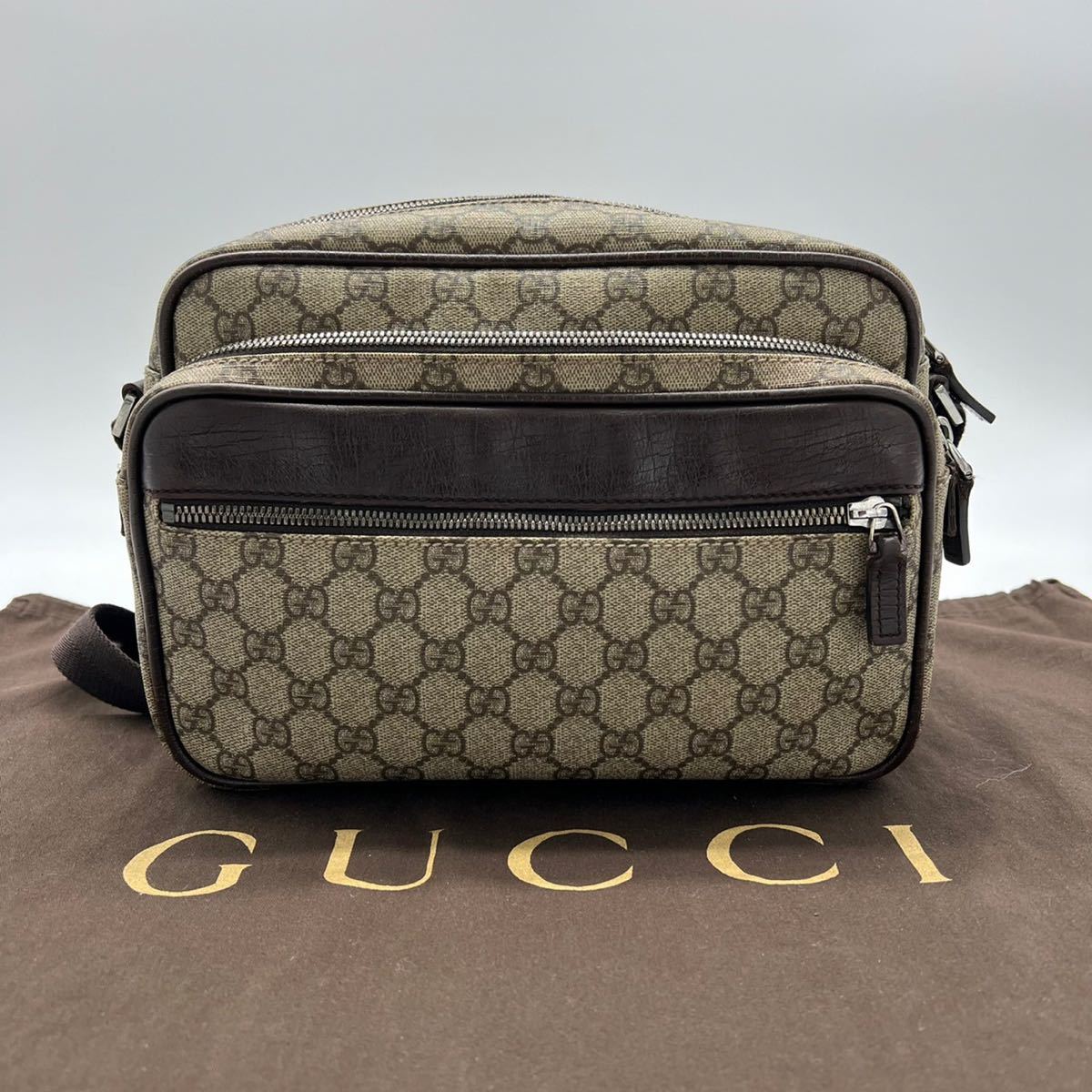 1円【極美品 最高級】 グッチ GUCCI GG柄 ショルダーバッグ ブラウン
