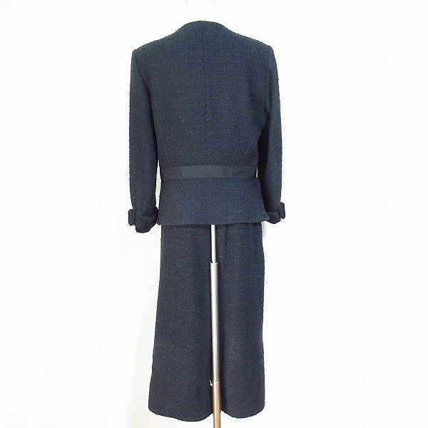 #wpc Kaneko Isao KANEKO ISAO юбка костюм выставить чёрный серия темно-синий MIX две части твид лента женский [737793]