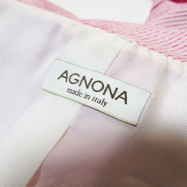 #sncani владелец AGNONA жакет 48 розовый белый короткий рукав Италия производства шелк . большой размер женский [730675]