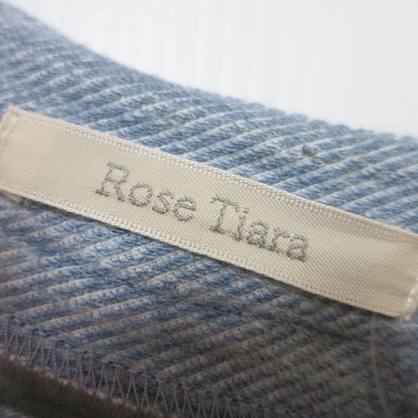 #snc ローズティアラ Rose Tiara ワンピース 42 水色 ベージュ 半袖 リボン 切替 大きいサイズ レディース [743182]_画像5