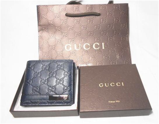 グッチ GUCCI 新作 二つ折り 財布 本皮 正規品 紺 irosin.gov.ph