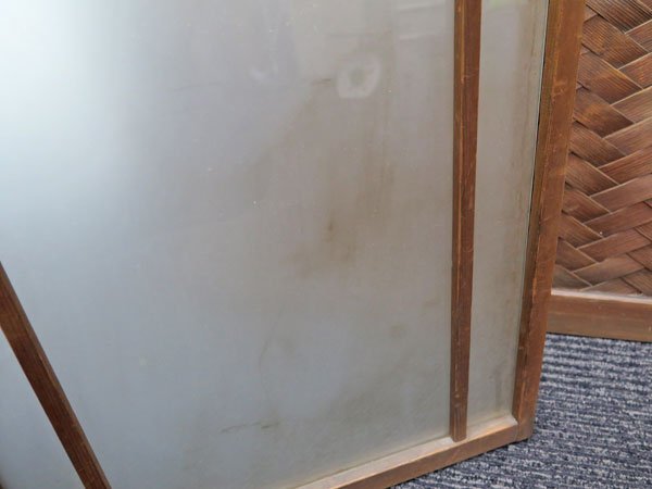 ◎引取限定 時代建具 網代 ガラス戸 引き戸 2枚組 / 幅73cm / 板戸