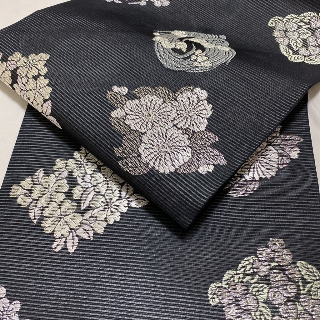 着物月花 唐織 絽 品のある花の9寸夏名古屋帯 未使用品 お太鼓柄 正絹