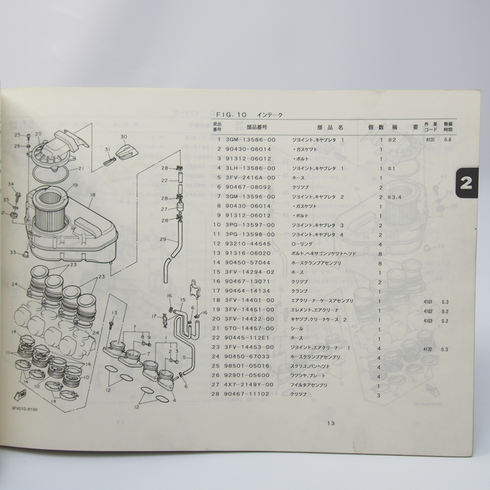 ネコポス送料無料1989年2月発行FZR750Rパーツリスト3FV1ヤマハ3FV-000101～_画像3