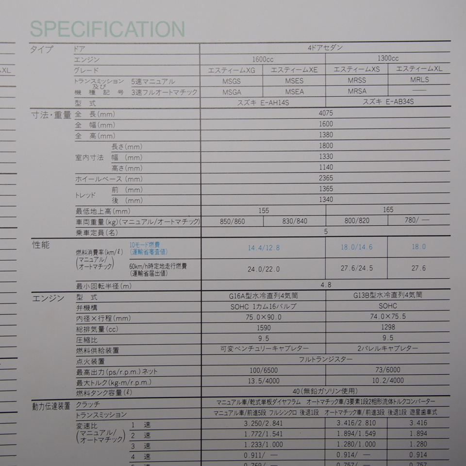 即決/スズキ.SUZUKI.カルタス.CULTUS.2代目.AH14S.AB34S型.エスティームXG/XE/XS/XL他.カタログ_画像2