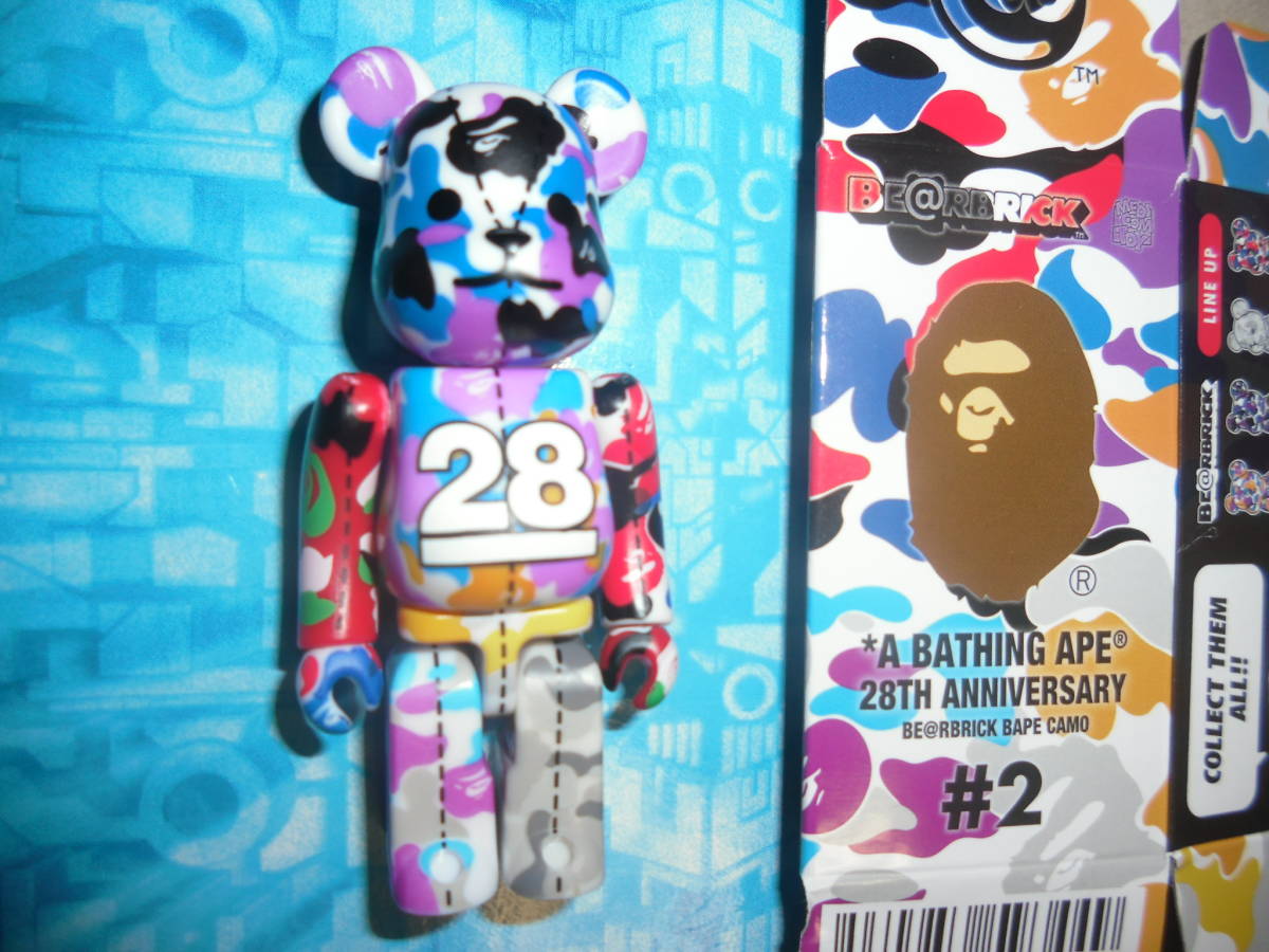 ベアブリック BE@RBRICK A BATHING APE 28TH ANNIVERSARY BAPE CAMO 100% #2 シークレット_画像1