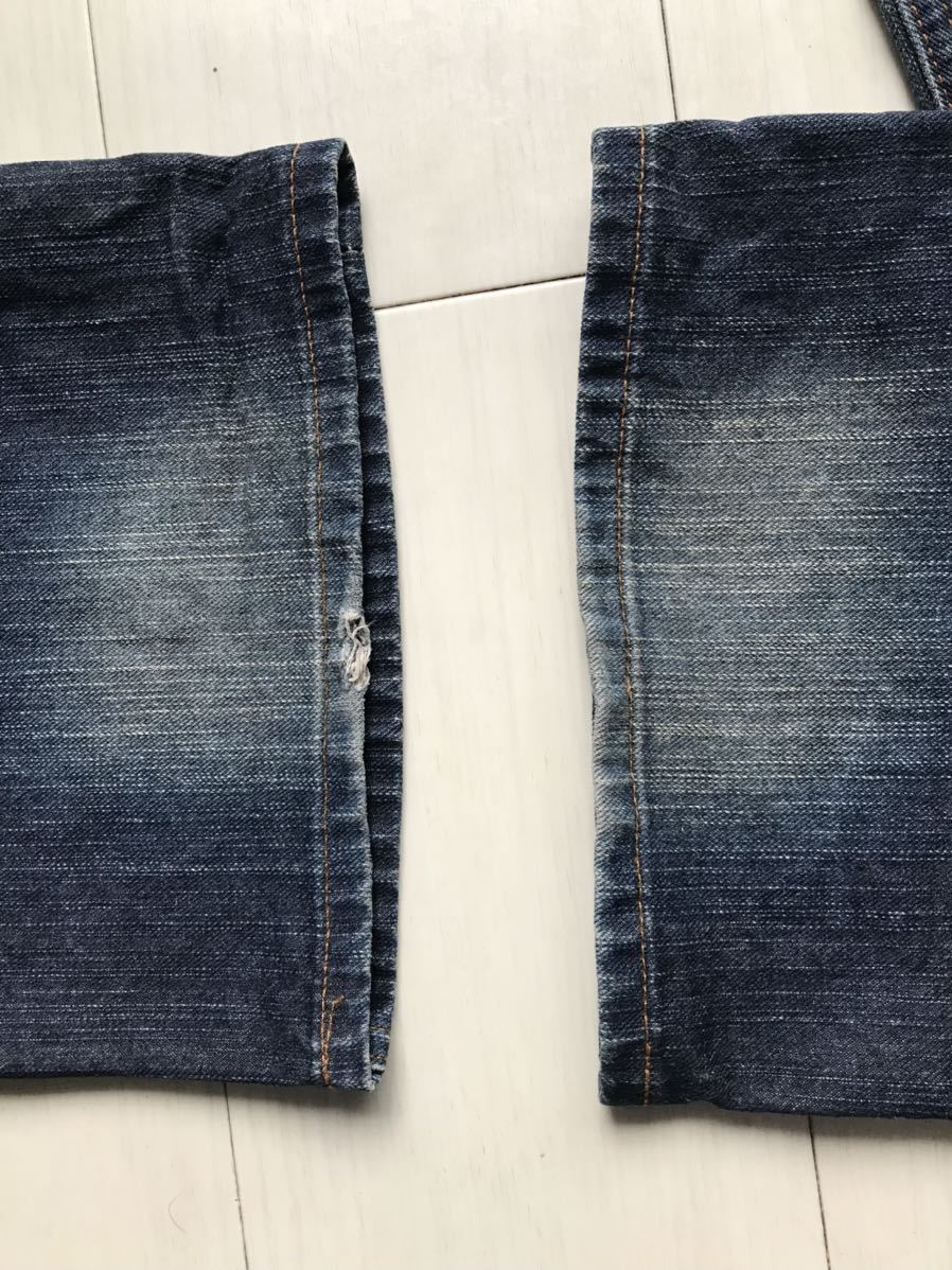 [ prompt decision ]W36 Edwin EDWIN exclusive Vintage used hige processing length .. Denim made in Japan cotton 100% hem chain stitch specification ultra sib