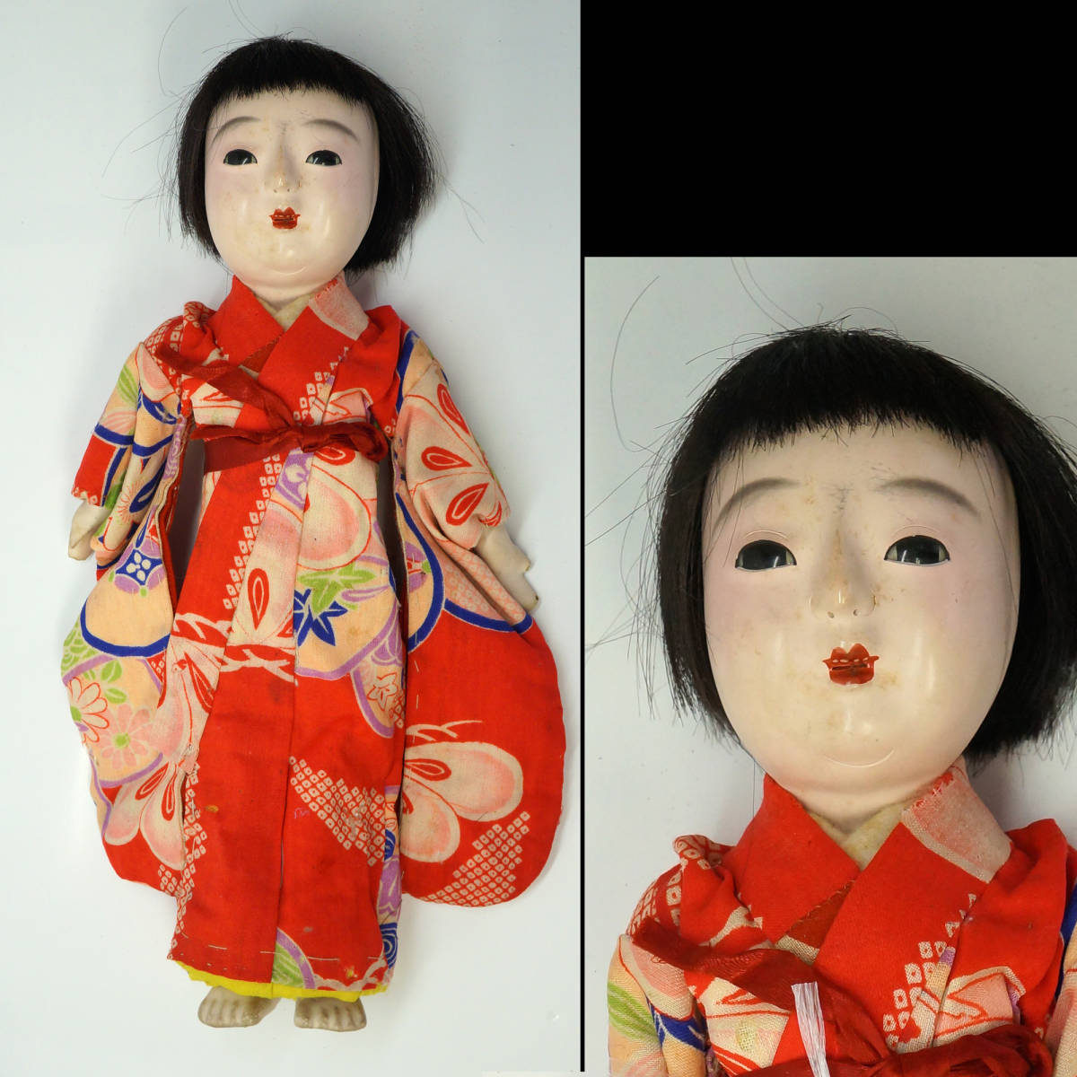 皐月15 市松人形 日本人形 レトロ人形 アンティークドール 着物 振袖 