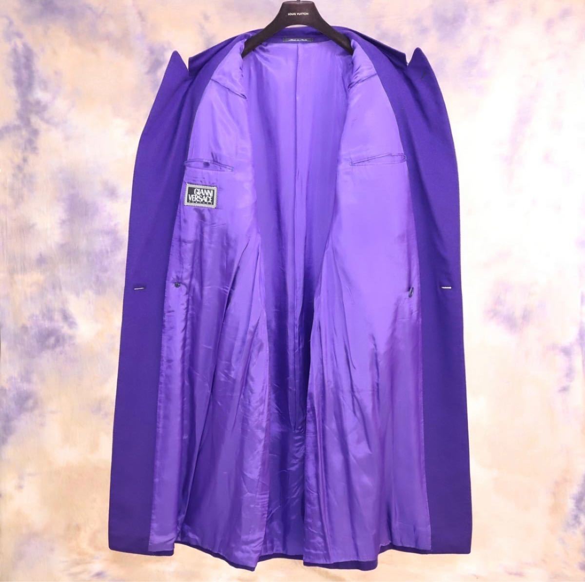 ベルサーチ コート ヴィンテージ 紫 パープル 古着 XLくらい - アウター
