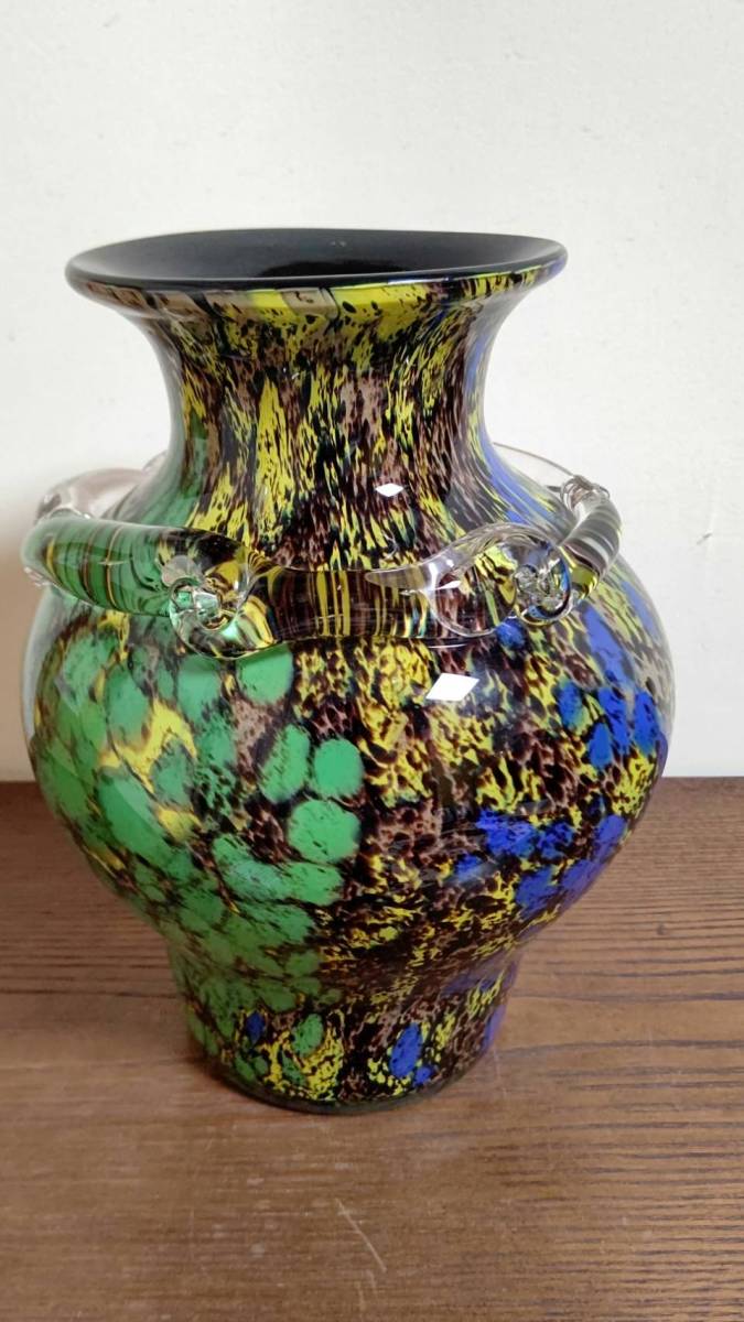 ガラス花瓶　金彩入　色彩瓶　美品　昭和レトロ　鮮やかなグラデーション_画像3