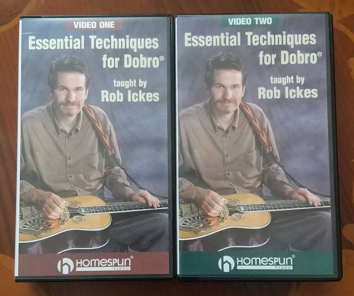 Essential Techniques for Dobro taught by Rob Ickes Homespun video used import ..VHS video 2 volume set dobro guitar Tab. attaching 