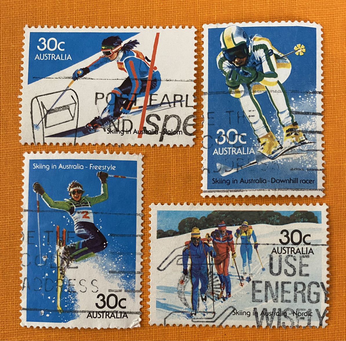  Australia stamp * ski contest ( Freestyle,sla ROME, nordic, down Hill )1984 year 