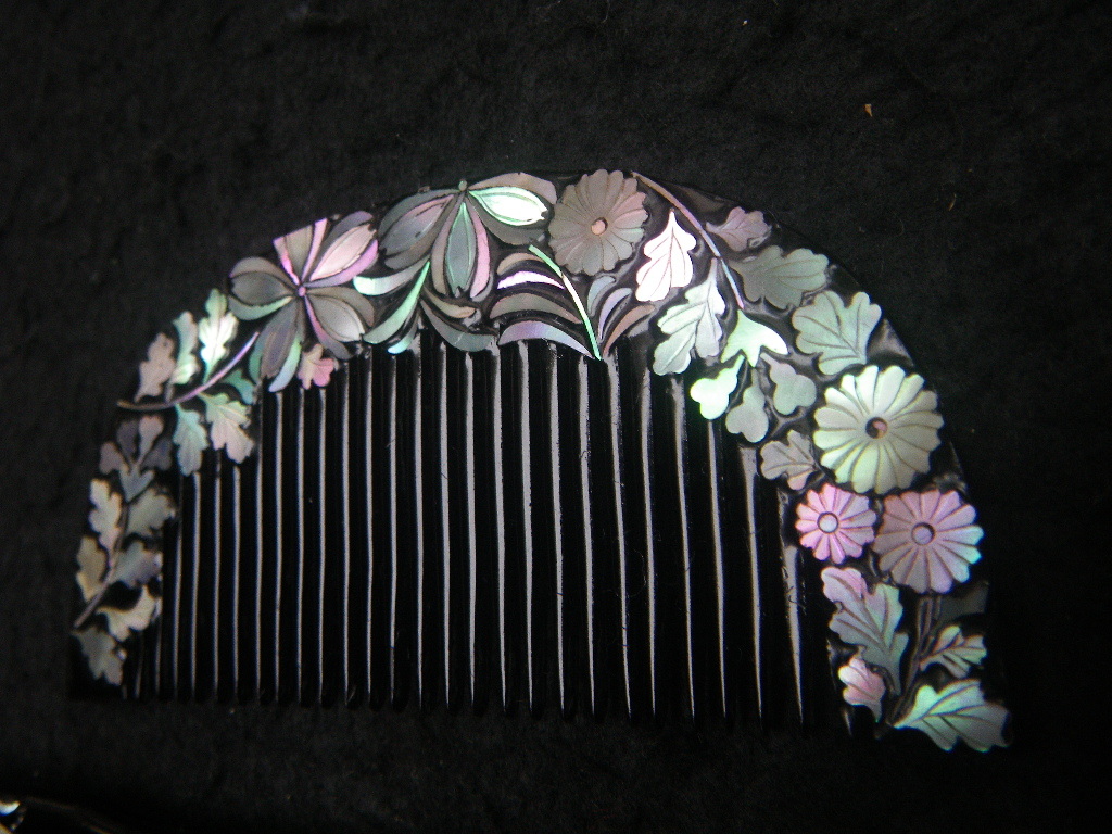 値引 簪 菊花螺鈿 櫛笄 前櫛 髪飾り 和装小物 日本髪 装飾 前くし かみ