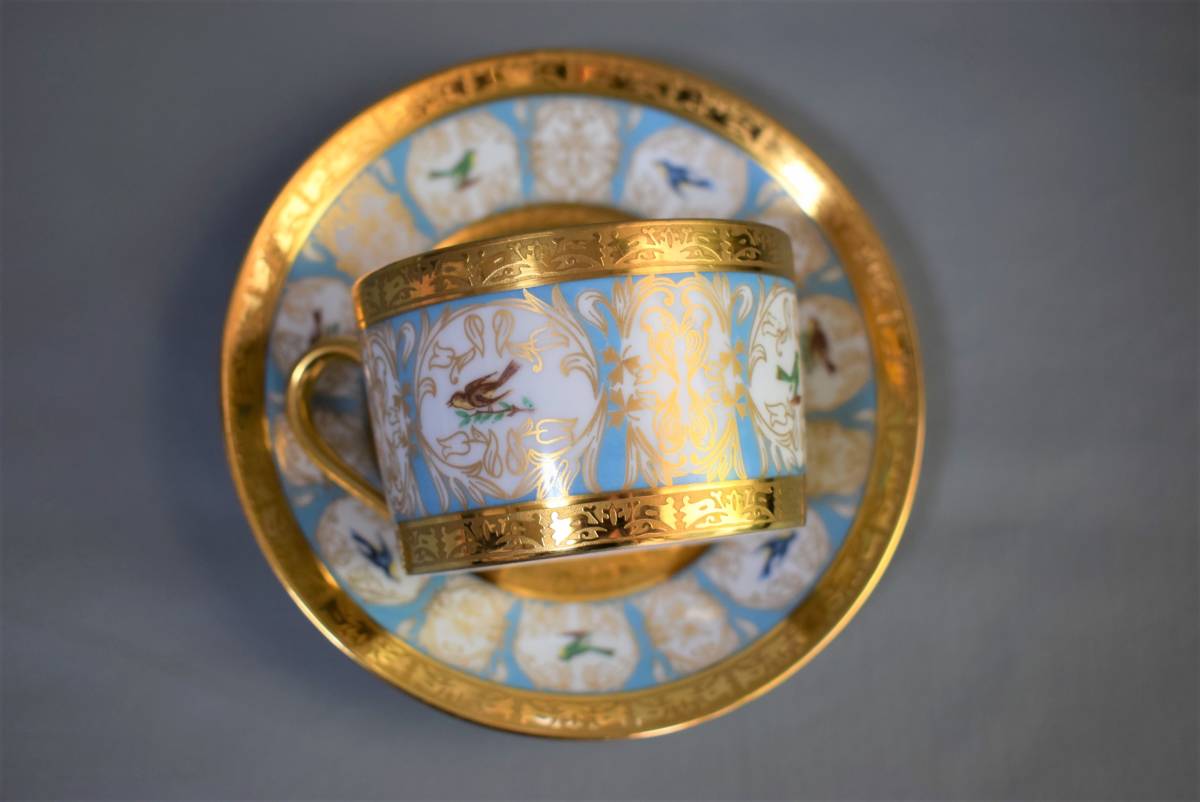 CH FIELD HAVILAND LIMOGES FRANCE アビランド リモージュ ヴィクトリアンスワロー ツバメ 燕 金彩 カップ＆ソーサー _画像1