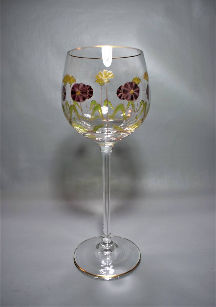 Theresienthal ドイツ テレジアンタール ガラス ワイングラス 花文様 花模様 食器 エナメル彩
