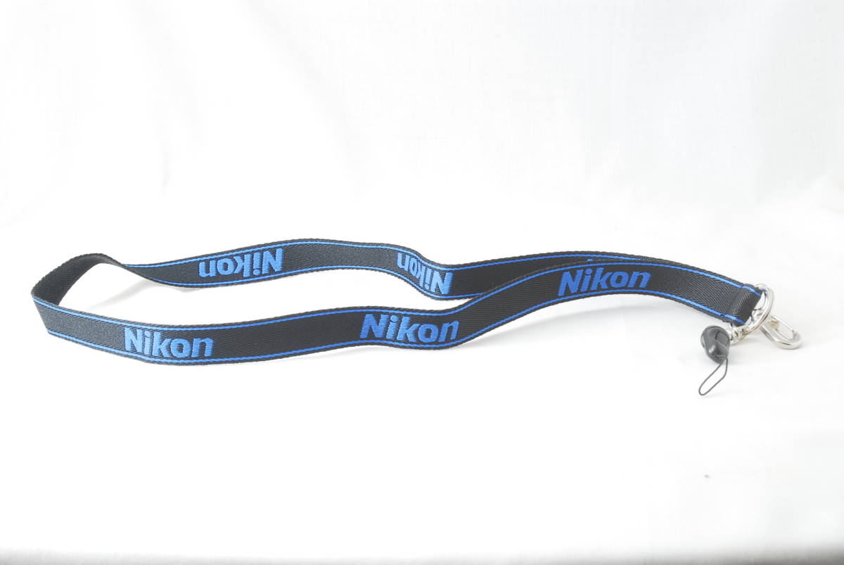 * new goods * unused *Nikon Nikon strap mobile * digital camera * compact and so on camera neck strap black color ( black )× blue color ( blue ) rare *