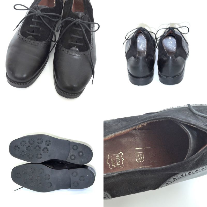  Bruno Magli BRUNO MAGLI Italy made suede leather combination shoes dress shoes leather shoes lady's black race up 6715