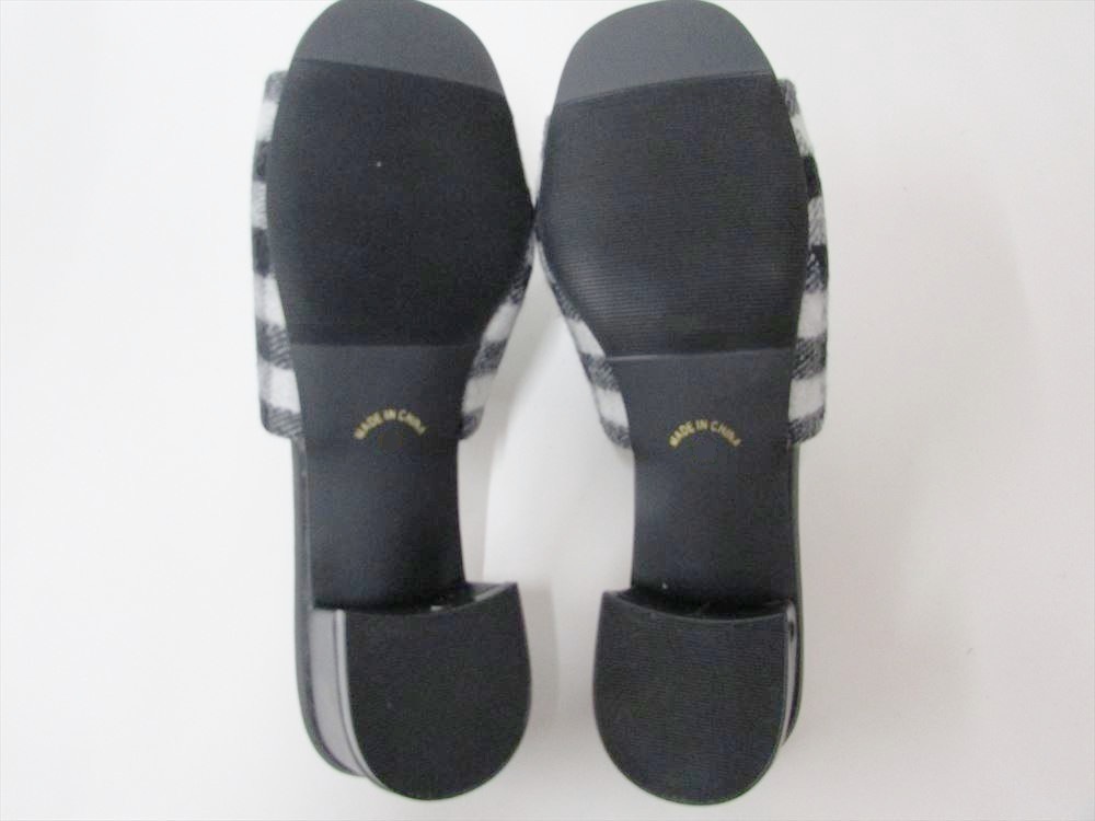 Fabby fabby block check sabot sandals office sandals black L size 